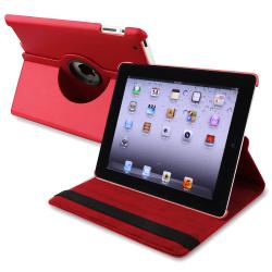 Insten Red 360-degree Swivel Leather Fabric Tablet Case with Stand for Apple iPad 2/ 3/ 4