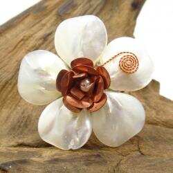 Flourishing Copper Rose Mother of Pearl Free Size Ring (Thailand)