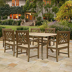 Renaissance Hardwood 7-piece Rectangular Table and Armchair Outdoor Dining Set