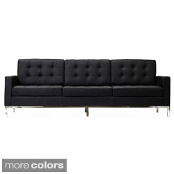 Florence Style Sofa in Black Genuine Leather