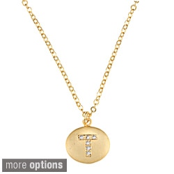 Goldplated Pave-set Crystal Round Initial Gemstone Necklace - 17-inch
