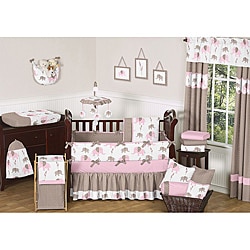 Sweet Jojo Designs Pink Mod Elephant 9-piece Crib Bedding Set