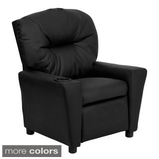 Contemporary Leather Kid's Recliner with Cup Holder