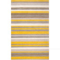 Loomed Yellow Madison Square Wool Rug (2' x 3')