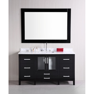 Design Element Stanton Single Sink Carrara White Marble Top Bathroom Vanity Set