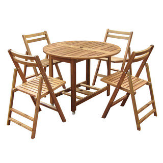 preview thumbnail 1 of 1, Merry Products Round 5-piece Outdoor Folding Table Set