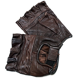 Defender Brown Extra-large Leather Fingerless Gloves with Velcro Strap