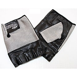 Defender Silver Large Leather Fingerless Gloves