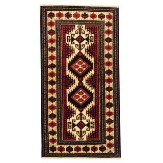 Herat Oriental Persian Hand-knotted Tribal Balouchi Wool Rug (3'5 x 6'5)