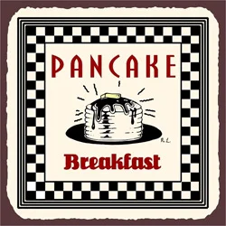 Vintage Metal Art 'Pancake Breakfast' Decorative Tin Kitchen Sign