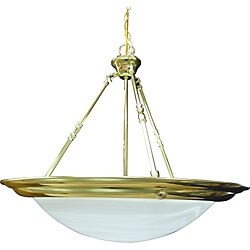 Three Light Polished Brass Bowl Pendant