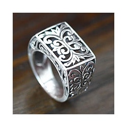 Emperor Balinese Handmade Artisan Open Work 925 Sterling Silver Mens Ring (Indonesia)