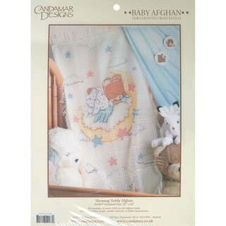 Sleeping Teddy Bear Baby Afghan Counted Cross Stitch Kit
