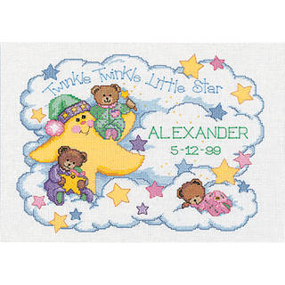 Twinkle Twinkle Birth Record Counted Cross Stitch Kit-14"X10" 14 Count