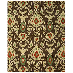 Hand-tufted Wool Brown Contemporary Abstract Ikat Rug