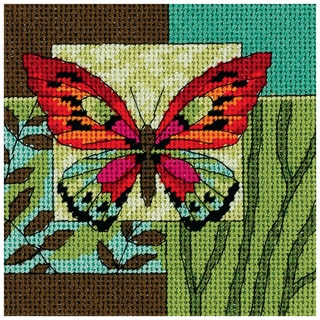 Butterfly Impression Mini Needlepoint Kit-5"X5" Stitched In Thread