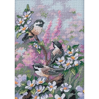 Gold Collection Petite Chickadees In Spring Counted Cross St-5"X7"