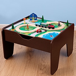 KidKraft 2-in-1 Espresso Train & LEGO Activity Table