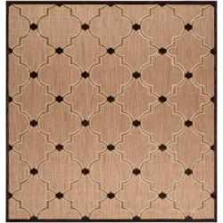 Woven Tan Cladagh Indoor/Outdoor Moroccan Geometric Lattice Rug (7'6 Square)