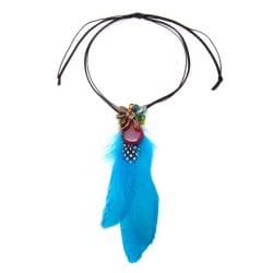 Statement Blue Feather Pull Slide Necklace (Thailand)
