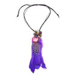 Statement Purple Feather Pull Slide Necklace (Thailand)