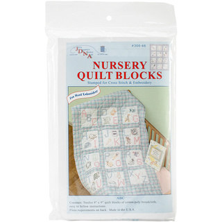 Stamped White Nursery Quilt Blocks 9"X9" 12/Pkg-ABC