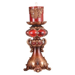 Red/ Brown 12-inch High Candleholder