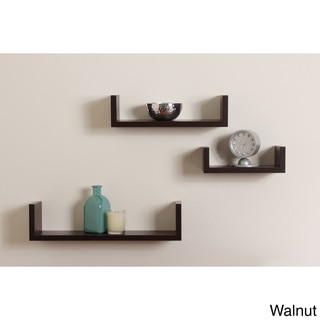 Floating 'U' Walnut Finish Shelves (Set of 3)