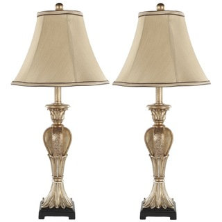Safavieh Lighting 25-inch Lorax Gold Silk Table Lamps (Set of 2)