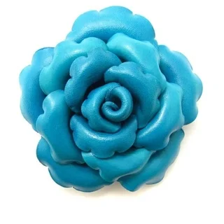 Handmade Precious Blue Rose Leather 2-in-1 Floral Pin/ Hairclip (Thailand)