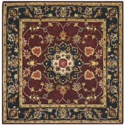 Safavieh Handmade Classic Kerman Burgundy/ Navy Wool Rug (6' x 6' Square)