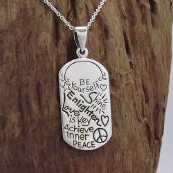 Handmade 'Be Yourself' 925 Sterling Silver Dog Tag Pendant Necklace (Thailand)