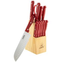 Masterchef DuraCut 13-piece Red Santoku Chef Knife Cutlery Set with Block