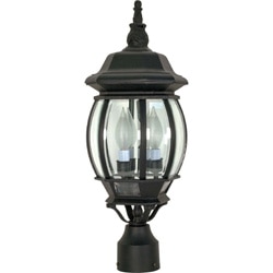 Central Park 3 Light Textured Black With Clear Beveled Panels Post Lantern