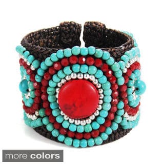 Enamored Mosaic Turquoise/ Coral Stones Cuff (Thailand)