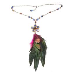 Handmade Chic Blue Star Feather Inspiration Dangle Necklace (Thailand)
