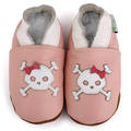 Pink Bow Skull Soft Sole Leather Baby Shoes
