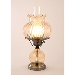 Hurricane With Rhombus Optic Amber Glass Lamp