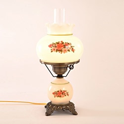Floral Hurricane Table Lamp With Antique Brass Finish