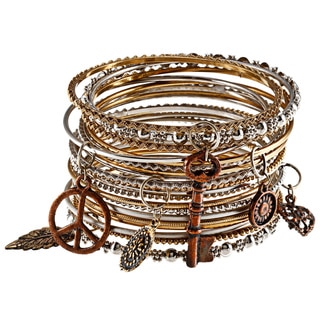 20-piece Mixed Metal Bangles with Charms (India)