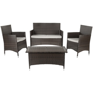 Safavieh Weather-Resistant Outdoor Living Cushioned Brown Four-Piece Patio Set