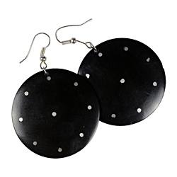 African Blackwood & Aluminum Inlaid Earrings (Mozambique)