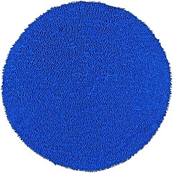Hand Woven Shagadelic Neon Blue Chenille Round (3' x 3')