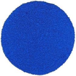 Hand-woven Shagadelic Neon Blue Chenille Rug (5' Round)