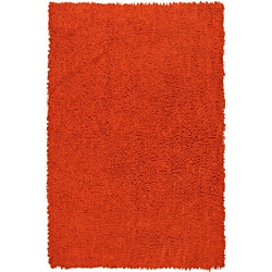 Hand-woven Shagadelic Orange Chenille Rug (4' x 6')