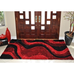 EverRouge 3D Poly Silk Red Area Rug (8'x10')