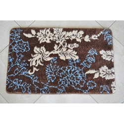 Memory Foam Brown/ Light Blue Floral 20 x 32 Bath Mat