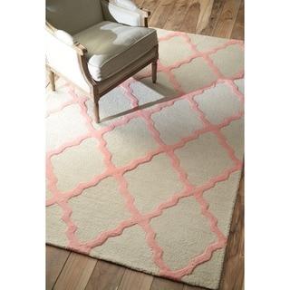 Hand-hooked Alexa Moroccan Trellis Pink Wool Rug (5' x 8')