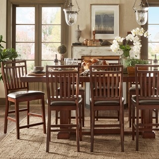 TRIBECCA HOME Harper Warm Cherry Wine Testing Extending Counter Height Dining Set