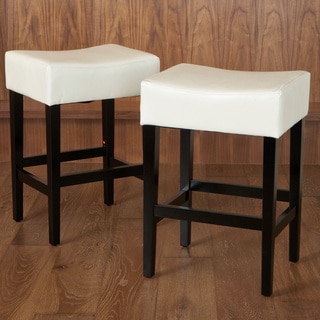 Christopher Knight Home Lopez Backless Ivory Leather Counterstools (Set of 2)